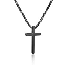 Cadena cruzada de hombres personalizadas plateado plateado de oro negro acero inoxidable puro color cross colgante colendiente cadena de caja para hombres